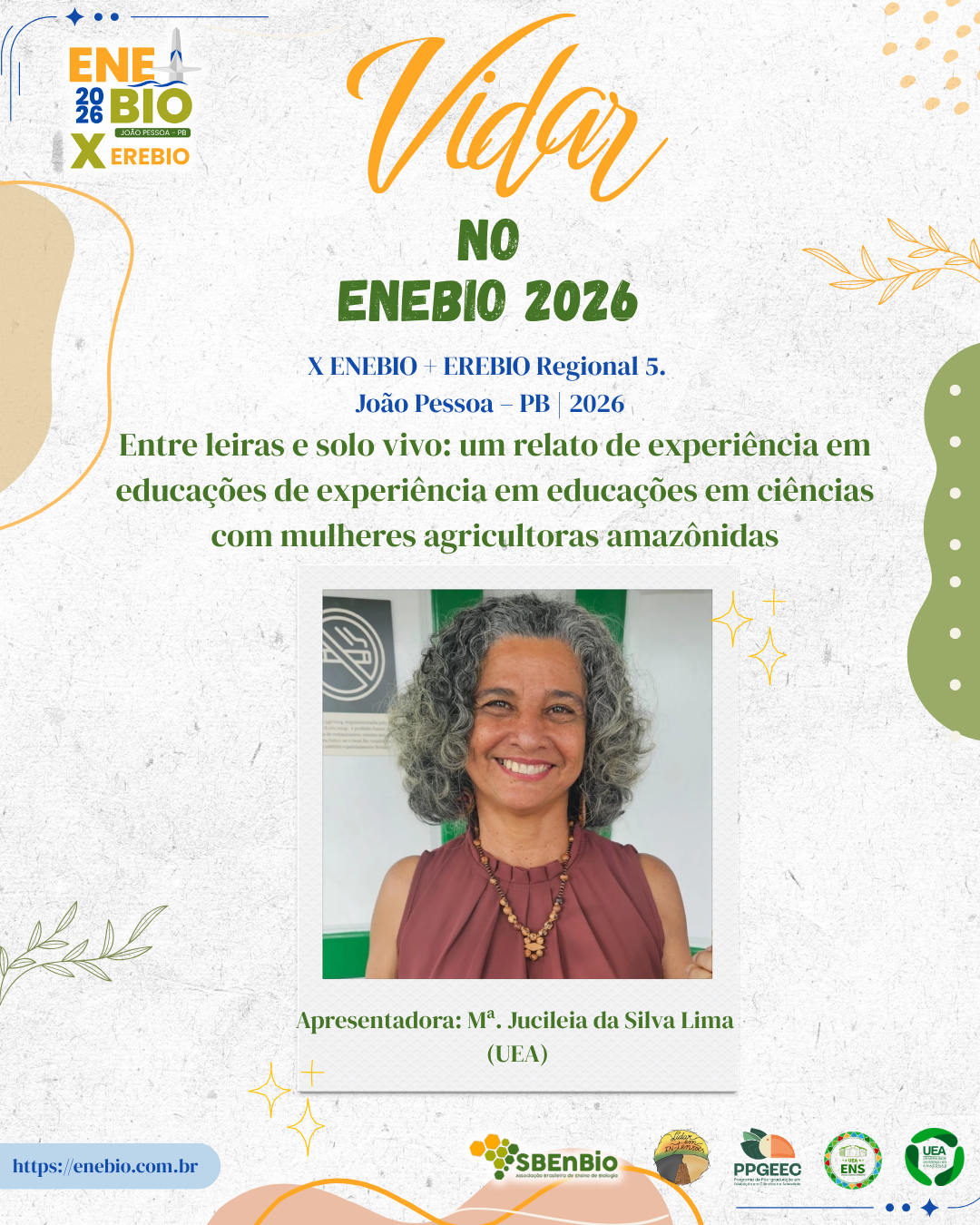 Card da comunicação oral de Léia Lima no X ENEBIO